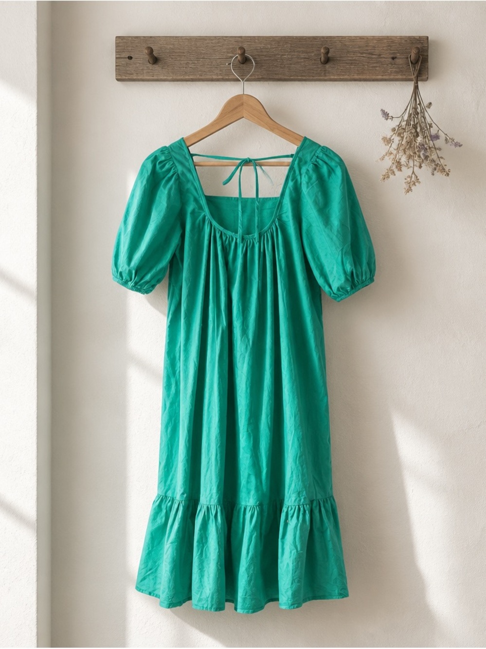 OAK + FORT Teal Ruffled Dress need small stitches 🧵 - Picture 2 of 5
